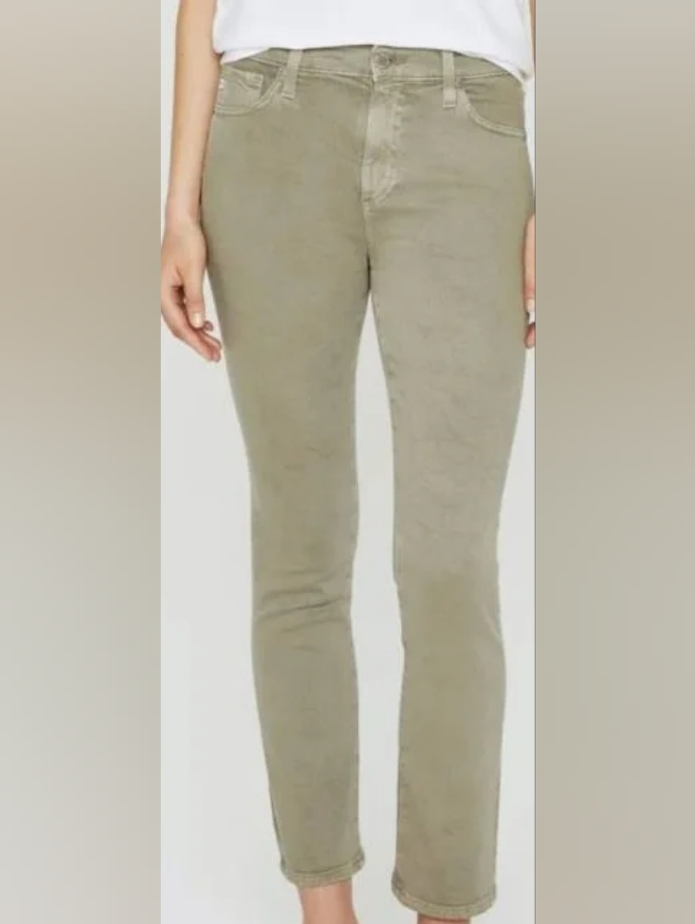 NWT. Mari Crop High-Rise Slim Straight Jeans. Sage Green. Size 32